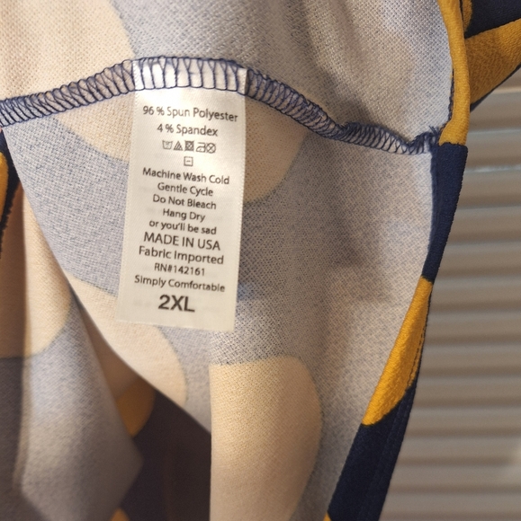 LuLaRoe Cassie Mustard Yellow and Blue Polka-dot Skirt Size 2XL - Picture 5 of 6